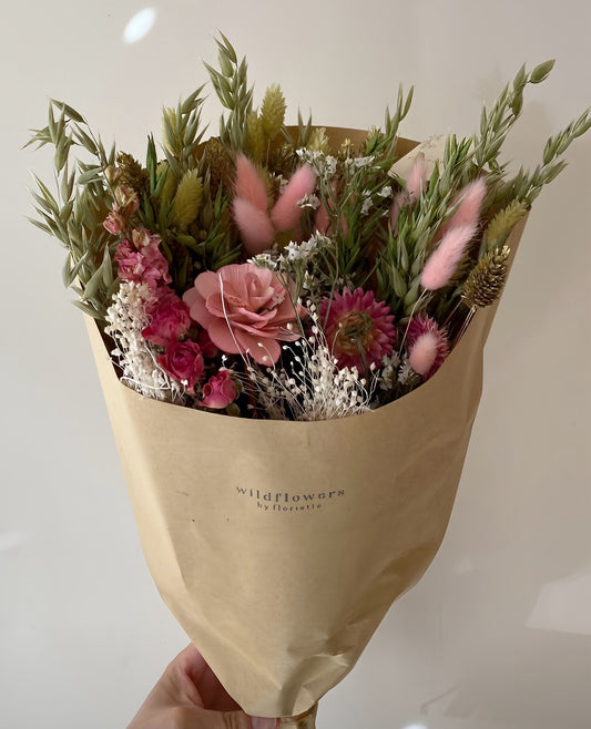 Fleurs séchées - Bouquet champêtre - Élégance rose