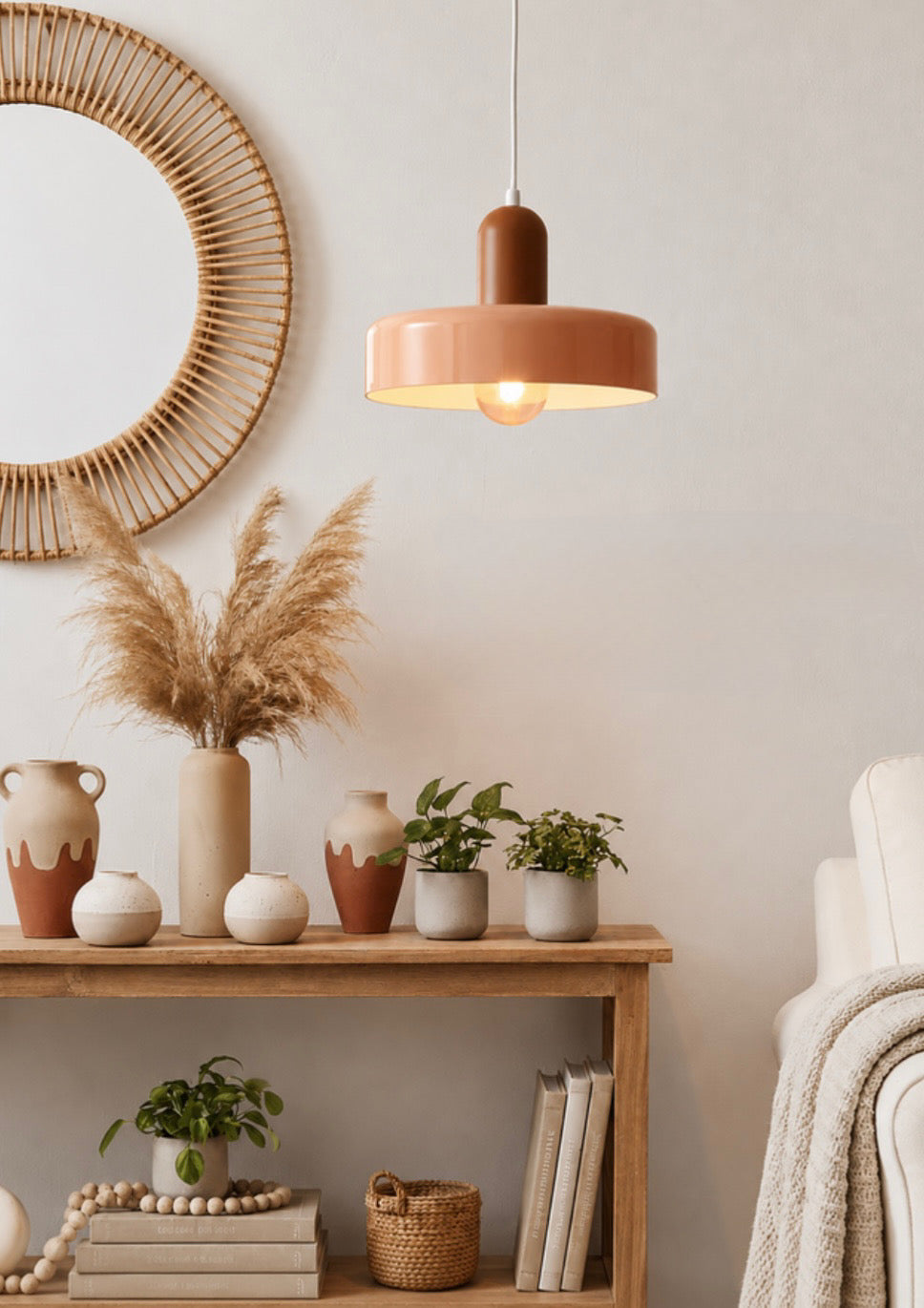 SUSPENSION ATELIER BRUN+ROSE POUDRE D25X15 VERRE