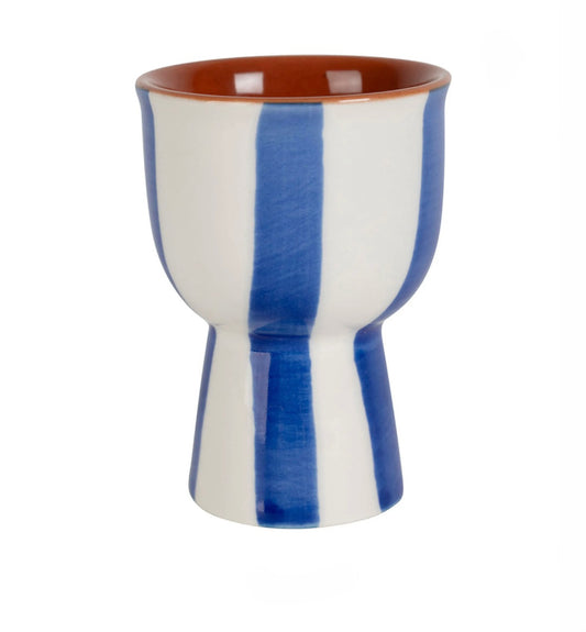 Coquetier en grès indigo et blanc