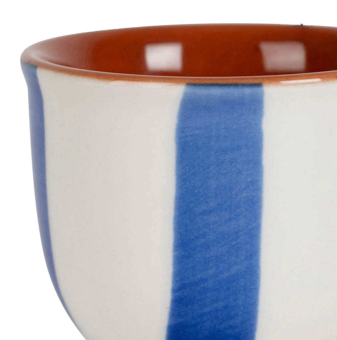 Coquetier en grès indigo et blanc
