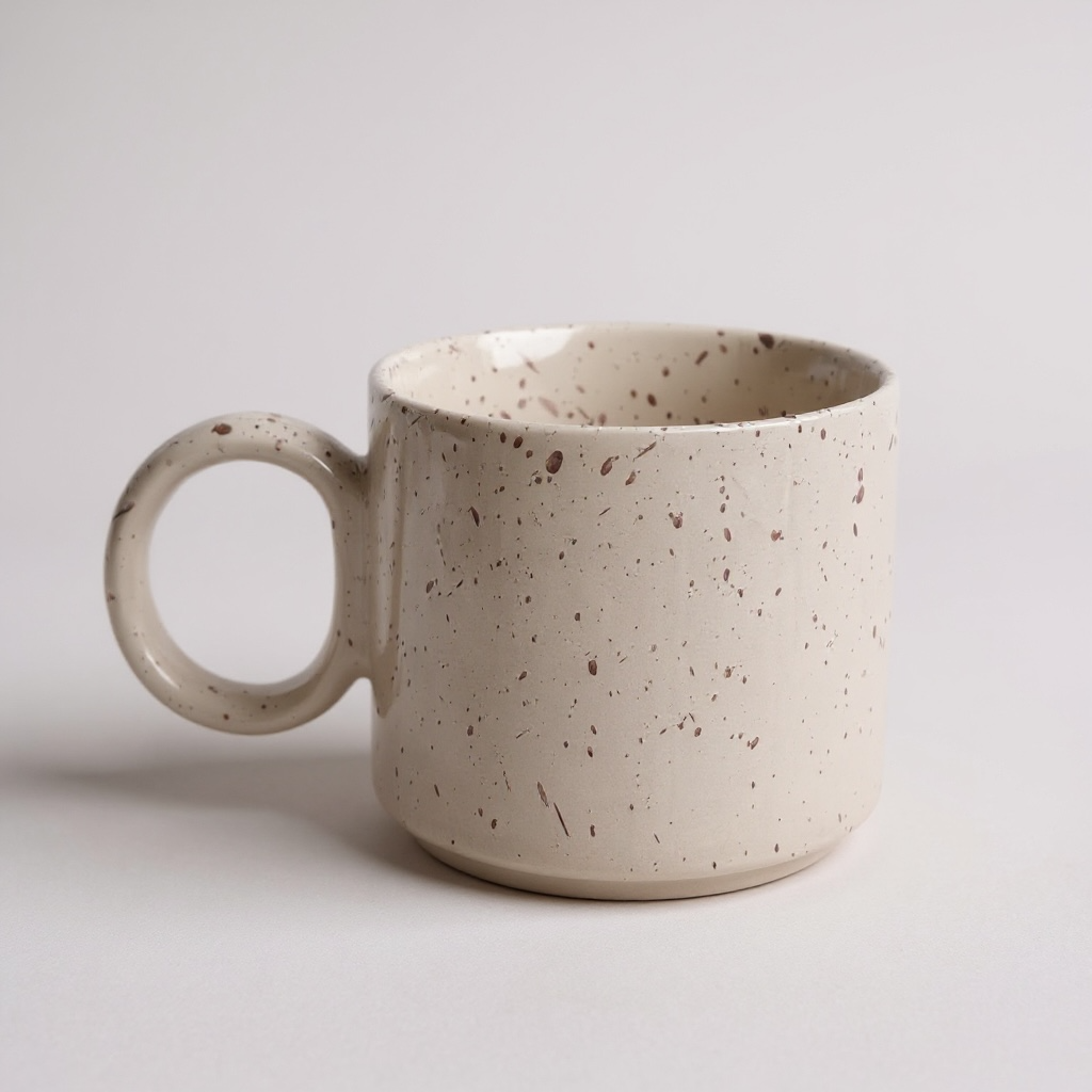 Gros mug beige moucheté marron