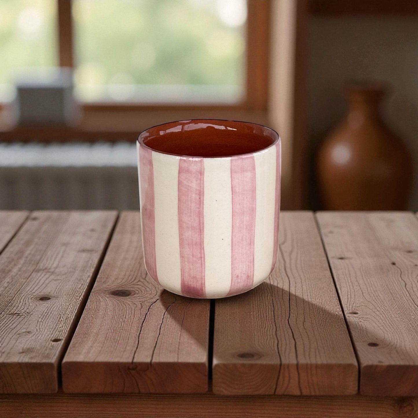 Tasse expresso rayée mauve