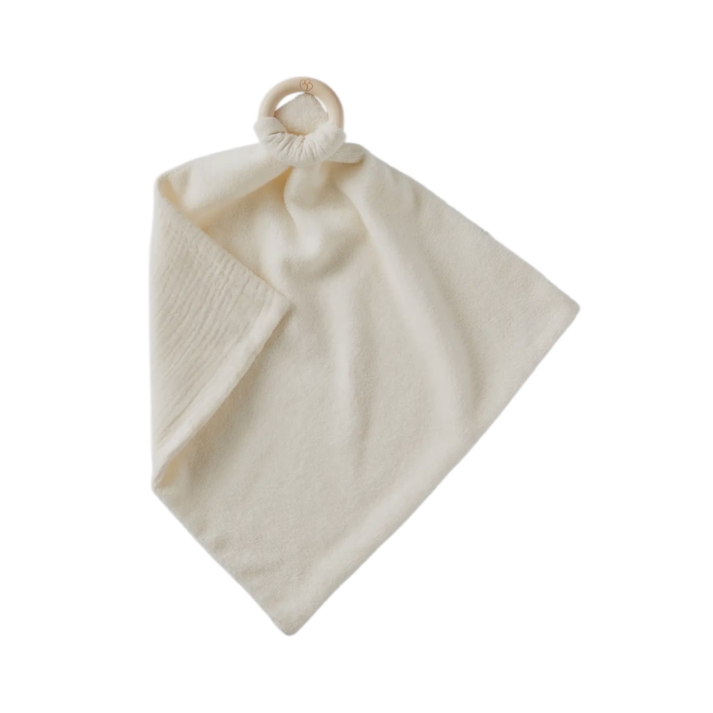 Doudou bi-matière avec anneau de dentition - Mousse de lait