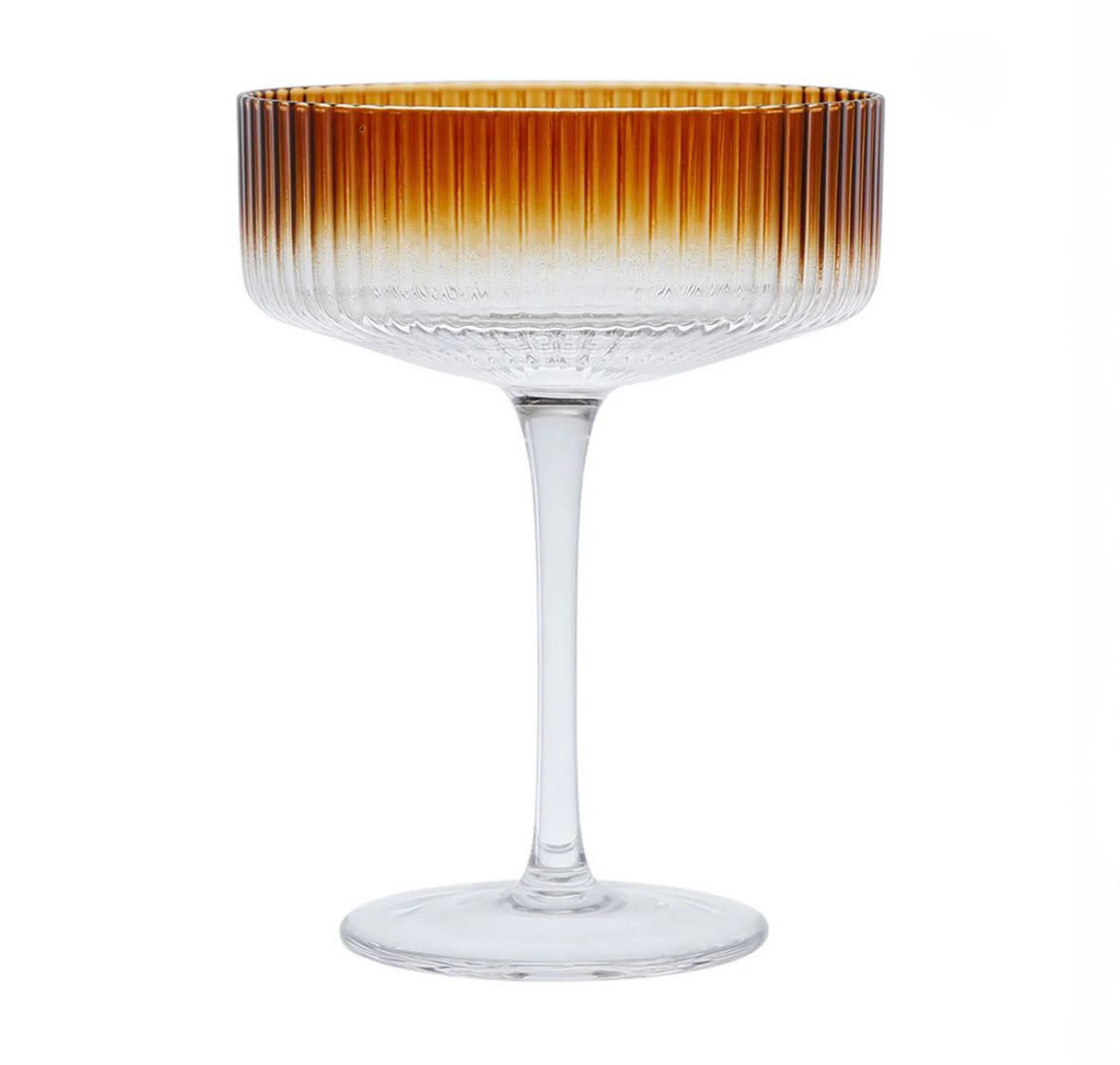 Coupe champagne striée en verre ambre