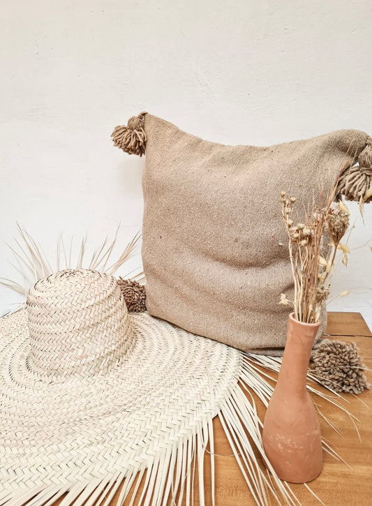 Coussin à pompons Beige